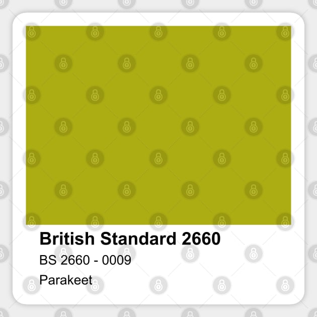 Parakeet Green British Standard 0009 Colour Swatch Sticker by mwcannon